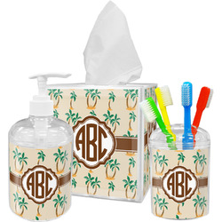 Palm Trees Acrylic Bathroom Accessories Set w/ Monogram