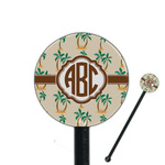 Palm Trees 5.5" Round Plastic Stir Sticks - Black - Single Sided (Personalized)
