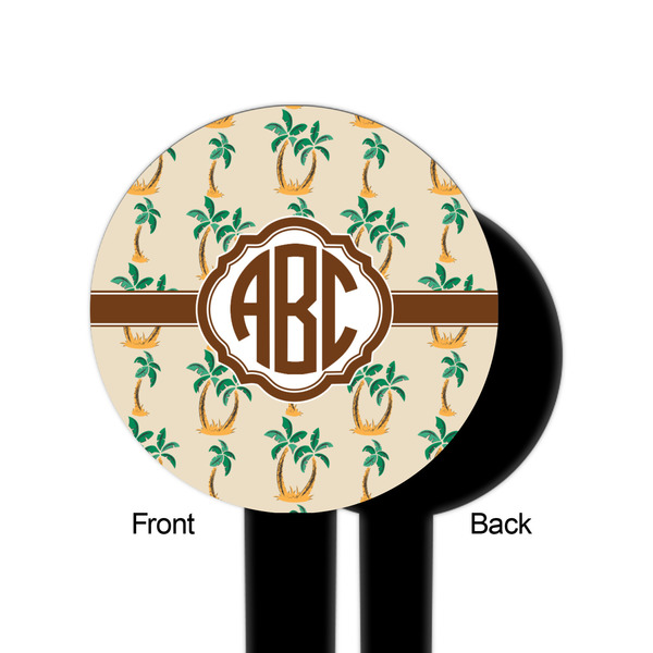 Palm Trees Black Plastic 6" Food Pick - Round - Single Sided - Front & Back