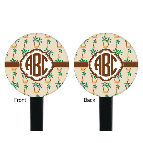 Palm Trees Black Plastic 7" Stir Stick - Double Sided - Round - Front & Back