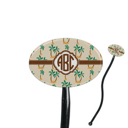 Palm Trees 7" Oval Plastic Stir Sticks - Black - Double Sided (Personalized)