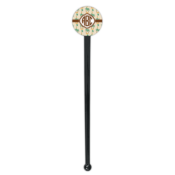 Palm Trees Black Plastic 7" Stir Stick - Round - Single Stick