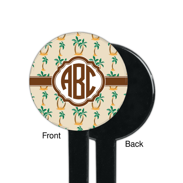 Palm Trees Black Plastic 7" Stir Stick - Single Sided - Round - Front & Back