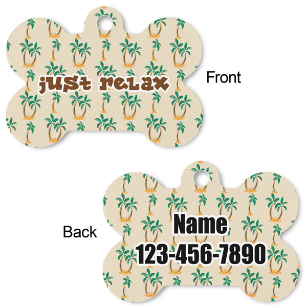 Palm Trees Bone Shaped Dog ID Tag - Large - Approval