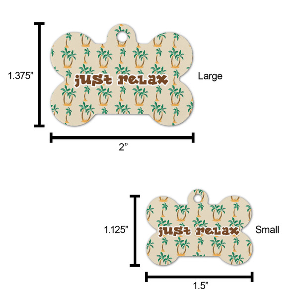 Palm Trees Bone Shaped Dog ID Tag - Large - Scale