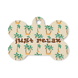 Palm Trees Bone Shaped Dog ID Tag - Small (Personalized)