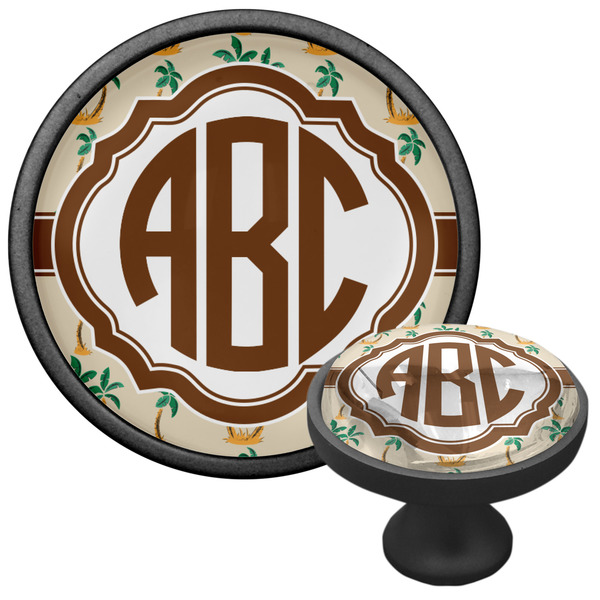 Palm Trees Cabinet Knob - Black - Multi Angle
