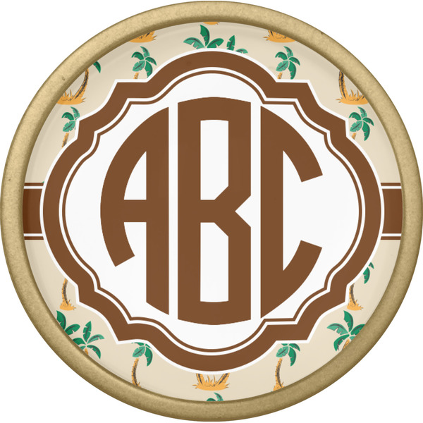 Palm Trees Cabinet Knob - Gold - Front