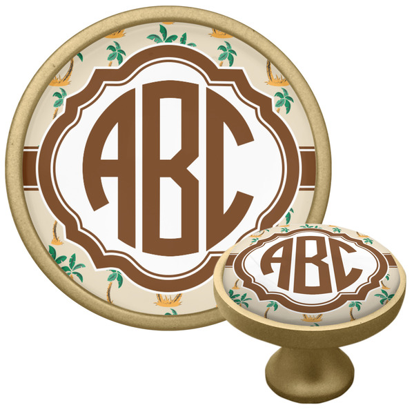 Palm Trees Cabinet Knob - Gold - Multi Angle
