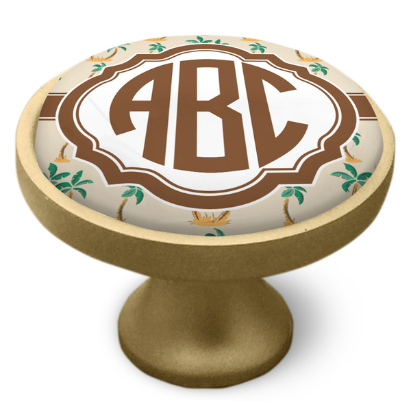 Palm Trees Cabinet Knob - Gold - Side