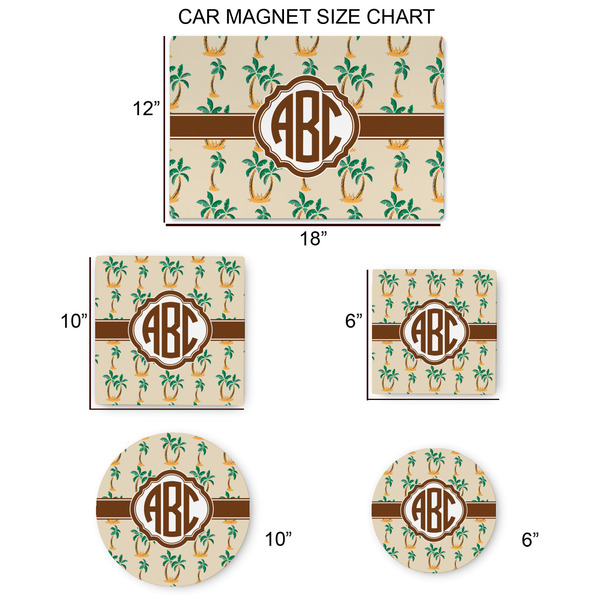 Palm Trees Car Magnets - SIZE CHART