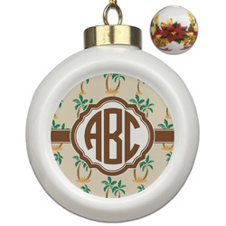 Palm Trees Ceramic Ball Ornaments - Poinsettia Garland (Personalized)