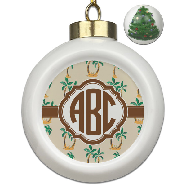 Custom Palm Trees Ceramic Ball Ornament - Christmas Tree (Personalized)