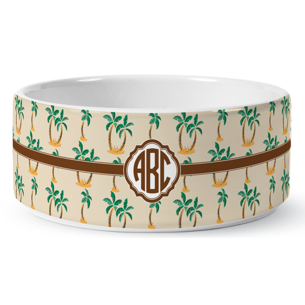 Palm Trees Ceramic Dog Bowl - Medium - Front