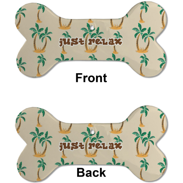 Palm Trees Ceramic Flat Ornament - Bone Front & Back (APPROVAL)