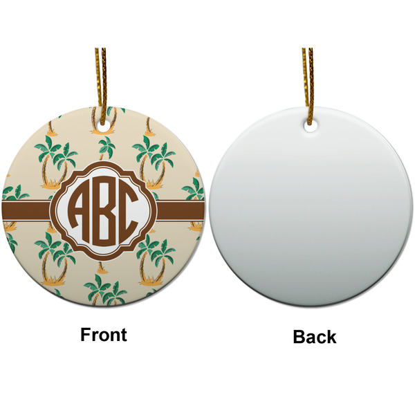 Palm Trees Ceramic Flat Ornament - Circle Front & Back (APPROVAL)