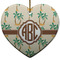 Palm Trees Ceramic Flat Ornament - Heart (Front)