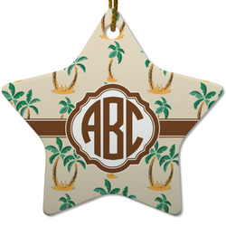 Palm Trees Star Ceramic Ornament w/ Monogram