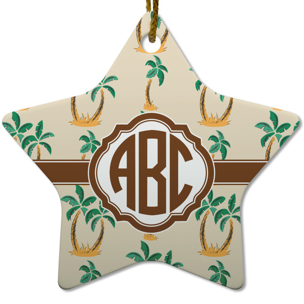 Custom Palm Trees Star Ceramic Ornament w/ Monogram