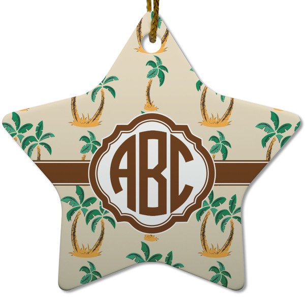 Palm Trees Ceramic Flat Ornament - Star (Front)