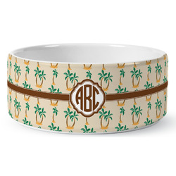 Palm Trees Ceramic Dog Bowl (Personalized)