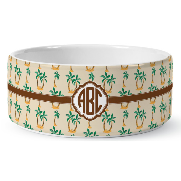 Custom Palm Trees Ceramic Dog Bowl (Personalized)