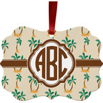 Palm Trees Metal Frame Ornament - Double Sided w/ Monogram