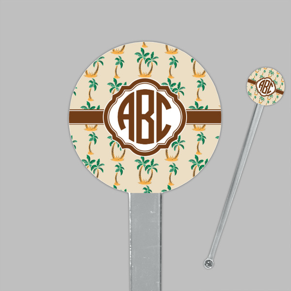 Palm Trees Clear Plastic 7" Stir Stick - Round - Closeup