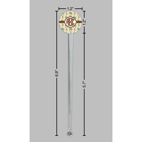 Palm Trees Clear Plastic 7" Stir Stick - Round - Dimensions