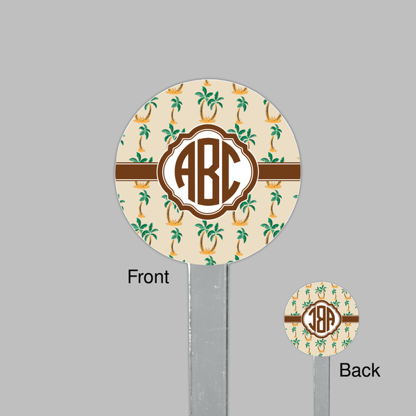 Palm Trees Clear Plastic 7" Stir Stick - Round - Front & Back