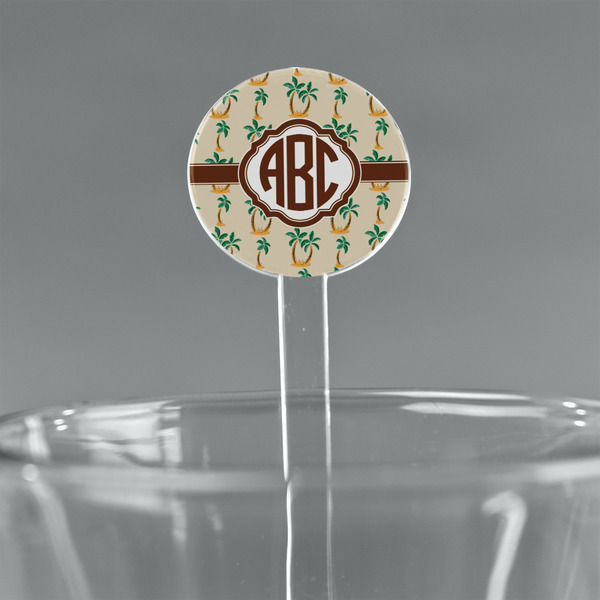 Custom Palm Trees 7" Round Plastic Stir Sticks - Clear (Personalized)