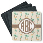 Palm Trees Square Rubber Backed Coasters - Set of 4 (Personalized)