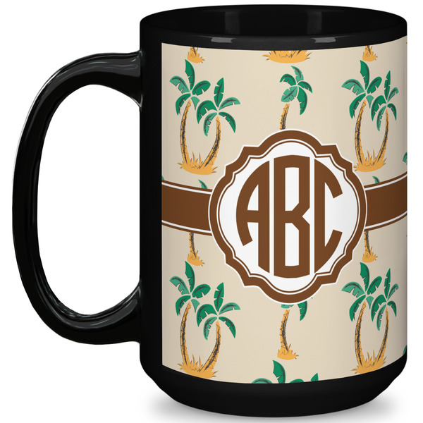 Custom Palm Trees 15 Oz Coffee Mug - Black (Personalized)