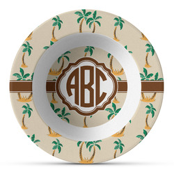 Palm Trees Plastic Bowl - Microwave Safe - Composite Polymer (Personalized)
