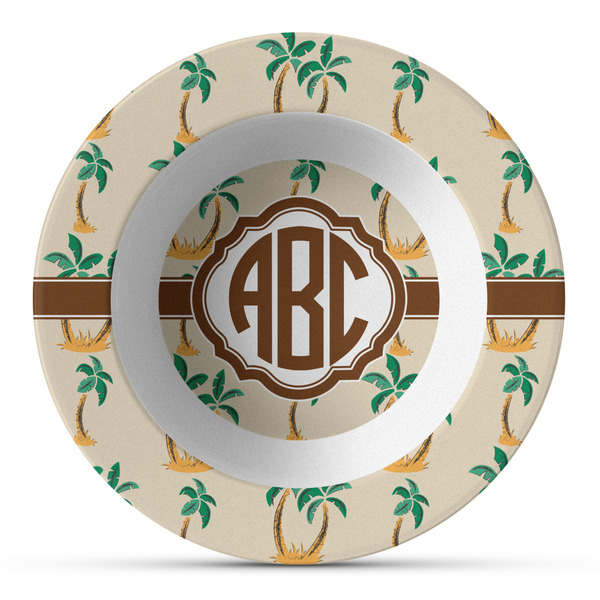 Custom Palm Trees Plastic Bowl - Microwave Safe - Composite Polymer (Personalized)