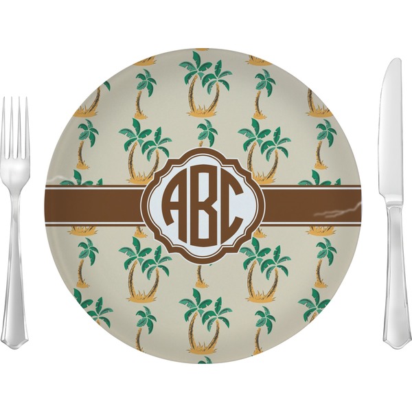 Custom Palm Trees 10" Glass Lunch / Dinner Plates - Single or Set (Personalized)