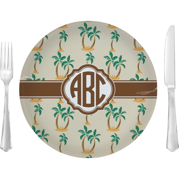 Custom Palm Trees 10" Glass Lunch / Dinner Plates - Single or Set (Personalized)
