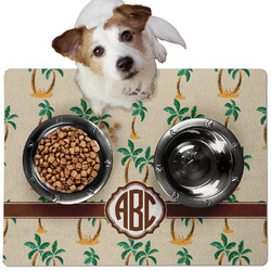 Palm Trees Dog Food Mat - Medium w/ Monogram
