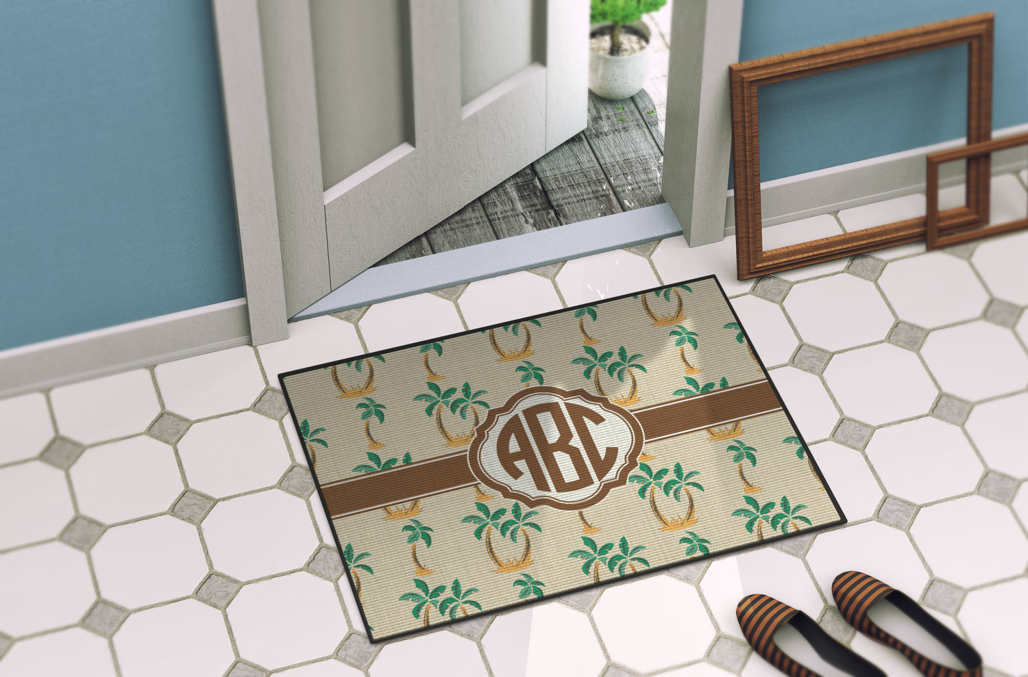 Custom Palm Trees Door Mat (Personalized) YouCustomizeIt