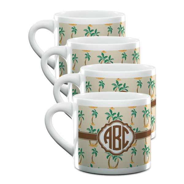 Custom Palm Trees Double Shot Espresso Cups - Set of 4 (Personalized)