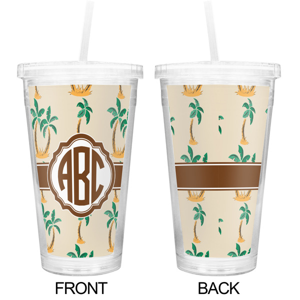 Palm Trees Double Wall Tumbler with Straw - Approval