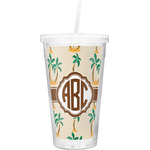 Palm Trees Double Wall Tumbler with Straw (Personalized)