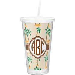 Palm Trees Double Wall Tumbler with Straw (Personalized)