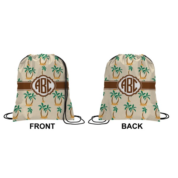 Palm Trees Drawstring Backpack Front & Back Small