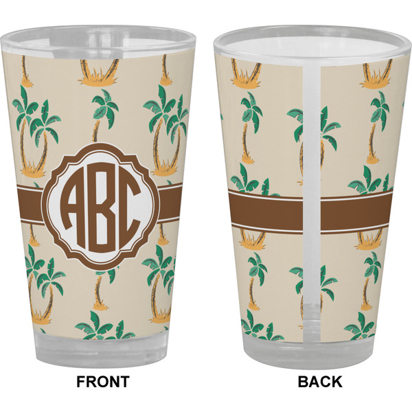 Palm Trees Pint Glass - Full Color - Front & Back Views