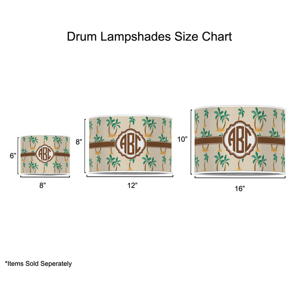 Palm Trees Drum Lampshades - Sizing Chart
