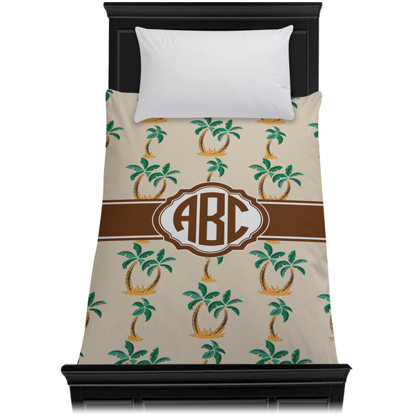Palm Trees Duvet Cover - Twin - On Bed - No Prop