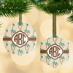Palm Trees Flat Glass Ornament w/ Monogram
