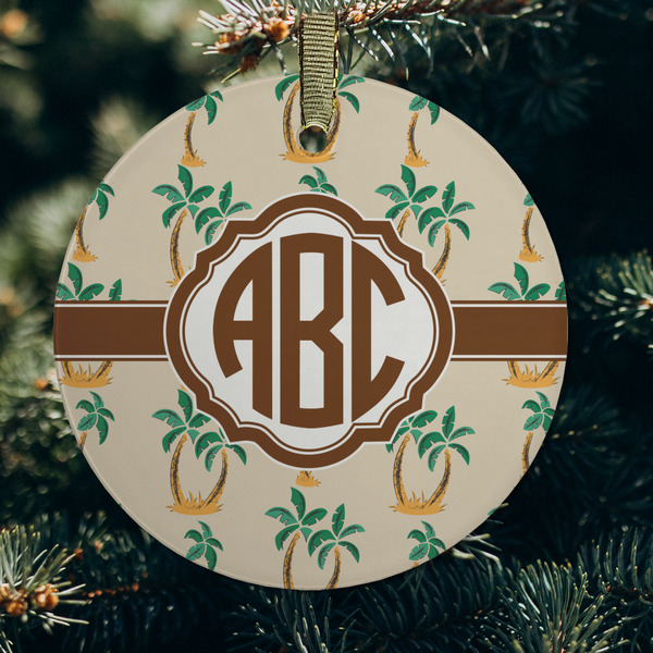 Palm Trees Frosted Glass Ornament - Round (Lifestyle)