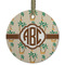 Palm Trees Flat Glass Ornament - Round w/ Monogram
